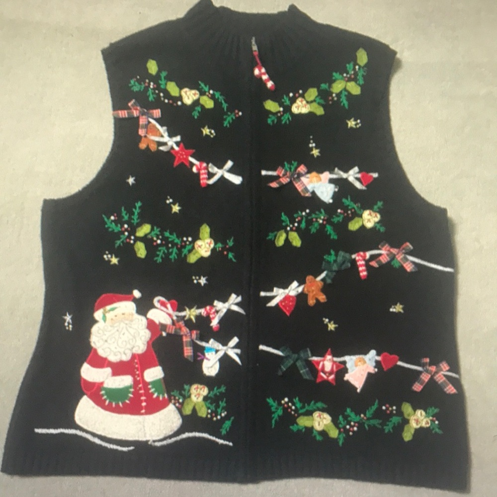 Festive Black Christmas Sweater Vest